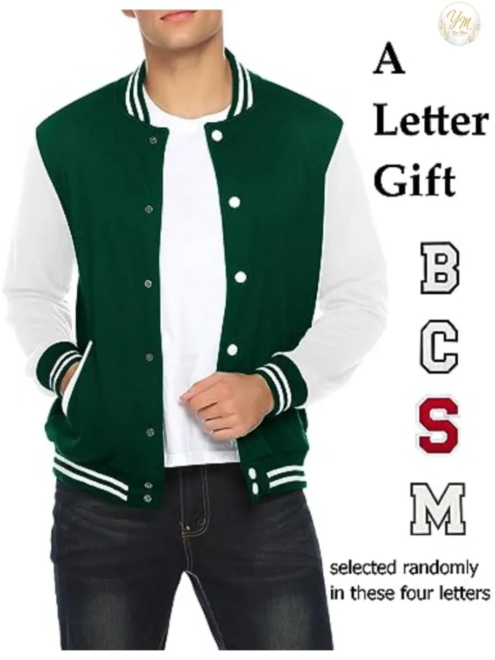 Men's Slim Fit Varsity Jacket Letterman Bomber Cotton Blend